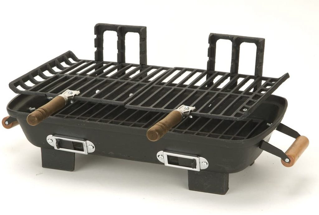 A close up of a metal rack